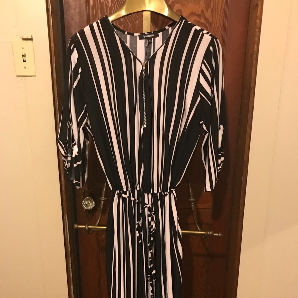 Black and white striped dress